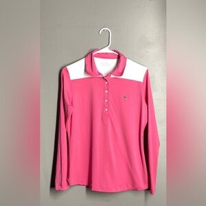 VINEYARD VINES Long Sleeve Performance‎  Polo Shirt  Womens Sz Small Pink Golf